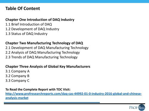 DAQ (CAS 44992-01-0) INDUSTRY REPORT