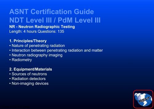 Understanding Neutron Radiography Post Exam Reading VIII-Part 2a of 2A