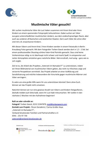 Aufruf Fotoprojekt - muslimische Väter