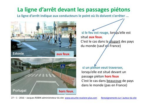 La ligne d’arrêt devant les passages piétons