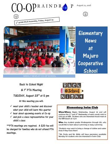 Elementary Raindrop Newsletter August 21, 2016