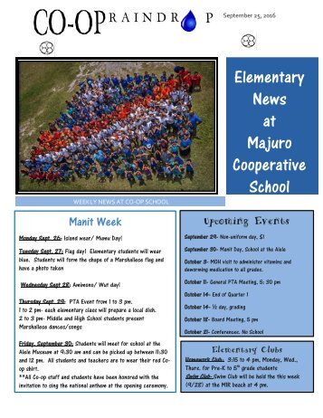 Elementary Raindrop Newsletter September 25, 2016