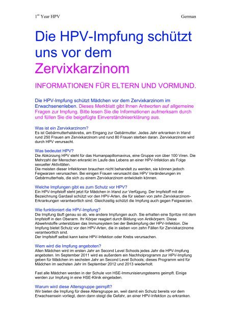Hpv impfung schule Koronavírus: Fontos információk!