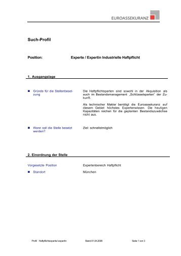 Such-Profil - Euroassekuranz Versicherungsmakler AG