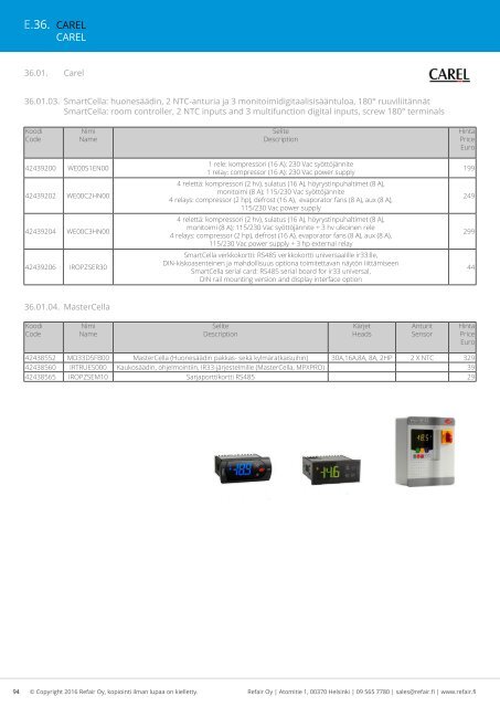 Refair Oy hinnasto 2016-2017