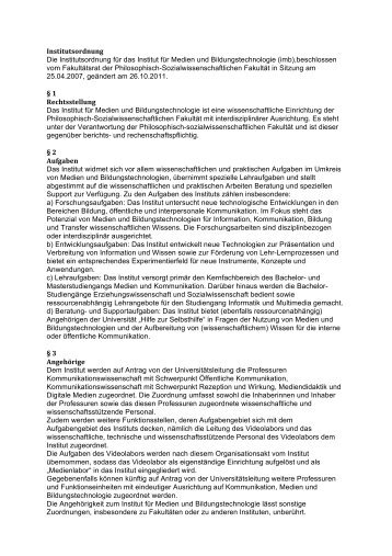 Institutsordnung imb 2011.pdf - Institut für Medien und ...