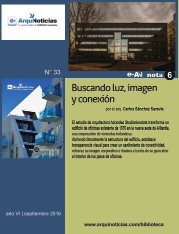e-AN N° 33 nota N° 6 Buscando luz, imagen y conexión por el arq. Carlos Sánchez Saravia