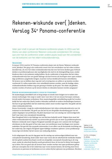 Rekenen-wiskunde over( )denken Verslag 34 Panama-conferentie
