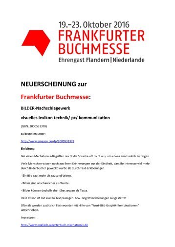 Neuveroeffentlichung Frankfurter Buchmesse: Wort-Bild-Lexikon fuer Automatiker/ Mechatroniker/ Elektroniker