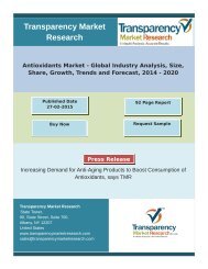 Antioxidants Market is Growing at a CAGR of 5.6% from 2014 to 2020 to Account for USD 3111.5 mn in 2020