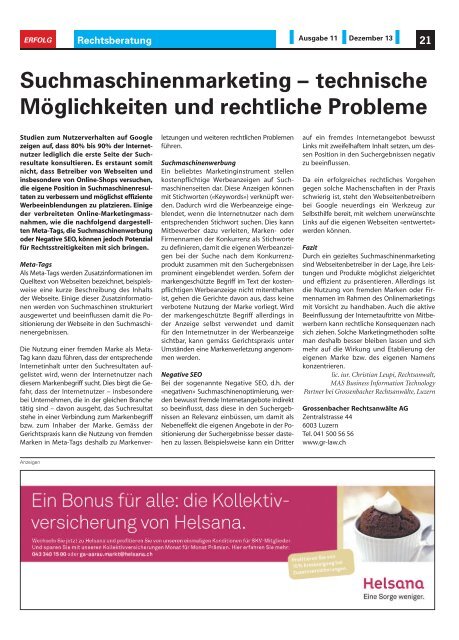 Erfolg_Ausgabe Nr. 11 - Dezember 2013