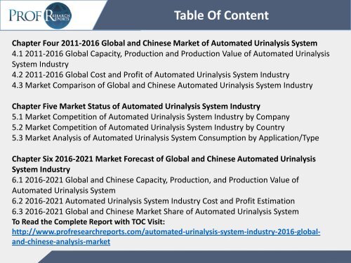 AUTOMATED URINALYSIS SYSTEM INDUSTRY REPORT