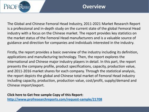 FEMORAL HEAD INDUSTRY REPORT