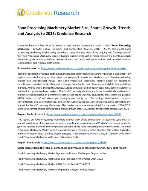 Food Processing Machinery Market Size, Share, Growth, Trends and ...