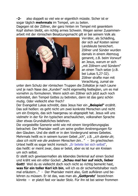 PREDIGT  (Auszug) -- 30. Sonntag C -- 23.10.2016