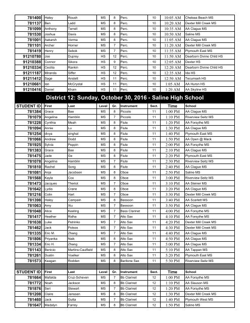 MSBOA ALL-STATE AUDITION SCHEDULE