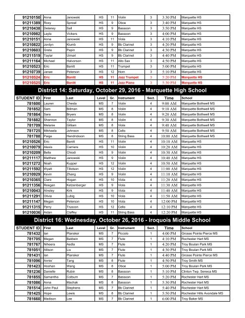 MSBOA ALL-STATE AUDITION SCHEDULE