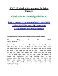 SOC 312 Week 4 Assignment Bullying Change