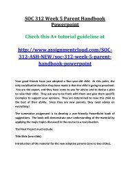 SOC 312 Week 5 Parent Handbook Powerpoint