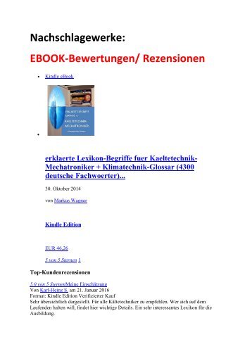 EBOOK-Bewertung/ Rezension: Nachschlagewerke Kaeltetechnik + Woerterbuch englisch Maschinenbau