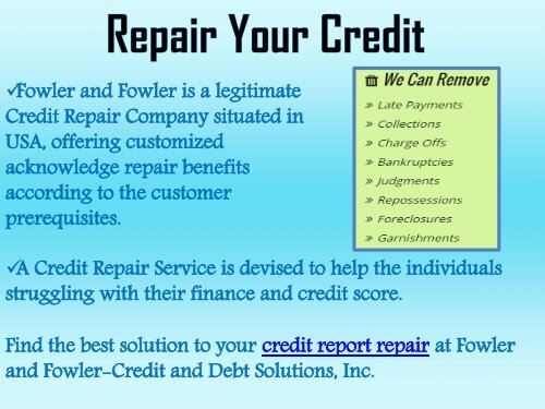 Professional Credit Repair Specialist at Fowler & Fowler