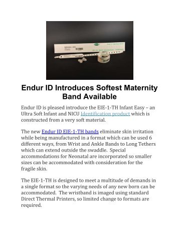 Endur ID Introduces Softest Maternity Band Available