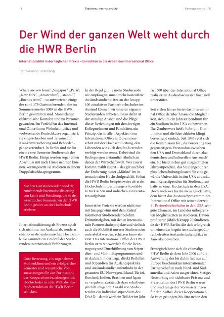 SemesterJournal 1/09 - MBA Programme der HWR Berlin