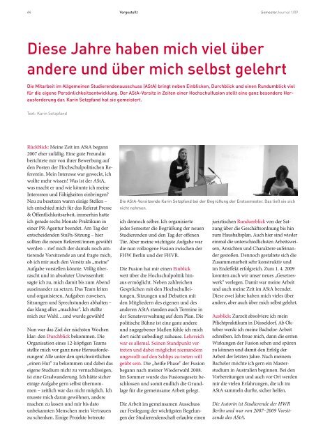 SemesterJournal 1/09 - MBA Programme der HWR Berlin