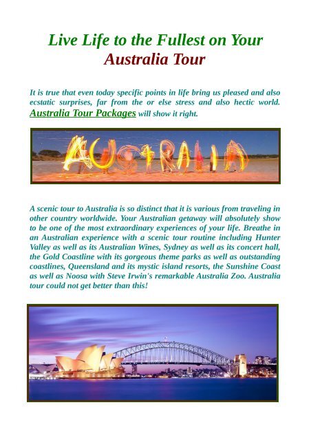 Live Life to the Fullest on Your Australia Tour