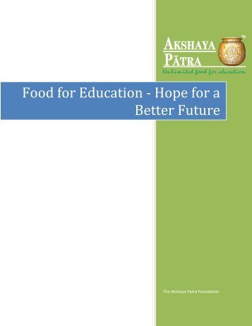 Food for Education - Hope for a Better Future