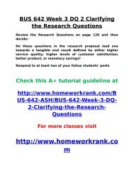 BUS 642 Week 3 DQ 2 Clarifying the Research Questions