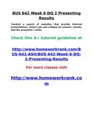 BUS 642 Week 6 DQ 2 Presenting Results