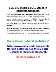 BUS 642 Week 2 DQ 1 Ethics in Business Research