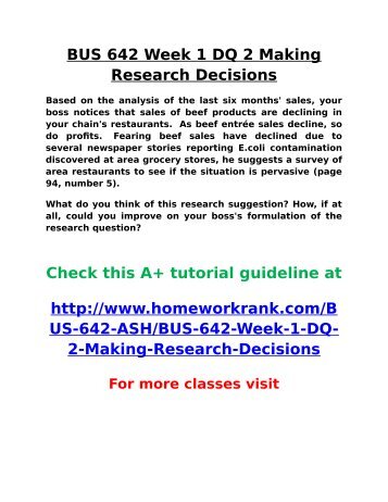 bus 642 week1 Bus 642 week 6 assignment research project (2 papers) this tutorial was purchased 6 times & rated a by student like you this tutorial contains 2 different projects the final version of your research project should be 10-12 double-spaced pages (not including the title page, reference page, tables, appendices, etc. bus 642 week1 Bus 642 week 6 assignment research project (2 papers) this tutorial was purchased 6 times & rated a by student like you this tutorial contains 2 different projects the final version of your research project should be 10-12 double-spaced pages (not including the title page, reference page, tables, appendices, etc.