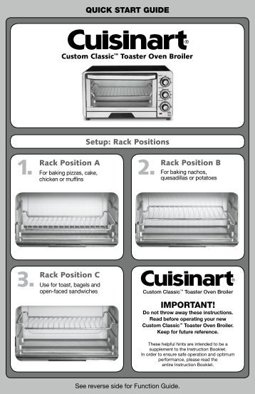 Cuisinart Custom Classicâ¢ Toaster Oven Broiler -TOB-40 - Quick Reference