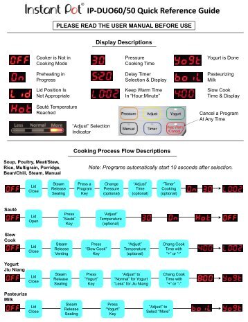 Instant Pot The 7-in-1 Instant Pot IP-DUO60/50/80 - Manual