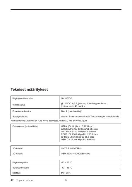 Toyota Toyota Hotspot - PZ49X-X0270-NE - Toyota Hotspot - mode d'emploi