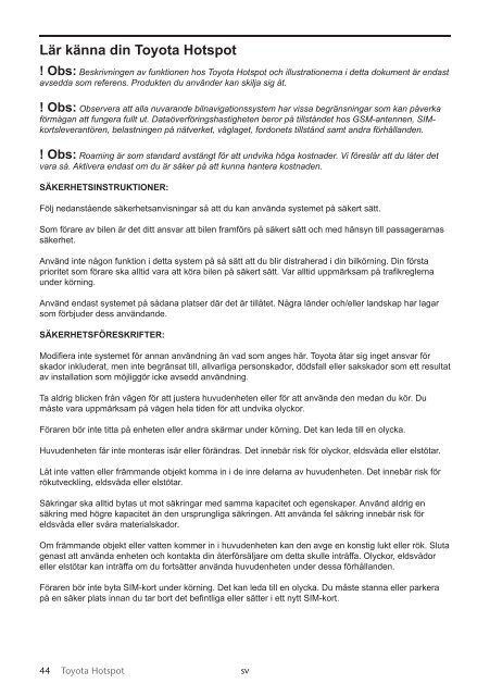 Toyota Toyota Hotspot - PZ49X-X0270-NE - Toyota Hotspot - mode d'emploi