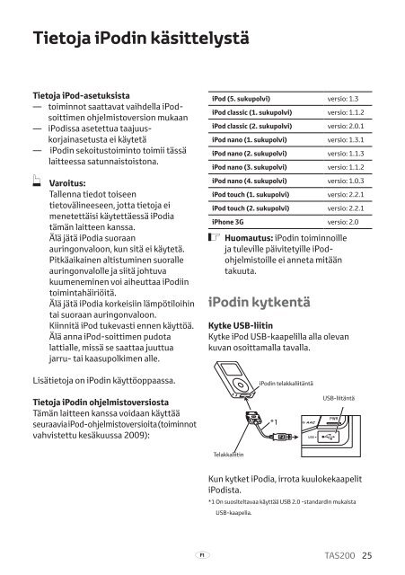 Toyota TAS200 - PZ420-00212-FI - TAS200 (Finnish) - mode d'emploi