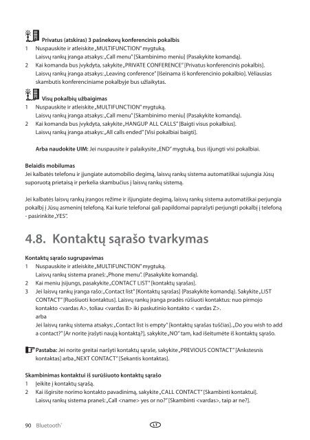 Toyota Bluetooth UIM English Russian Lithuanian Latvian Estonian - PZ420-00292-BE - Bluetooth UIM English Russian Lithuanian Latvian Estonian - mode d'emploi