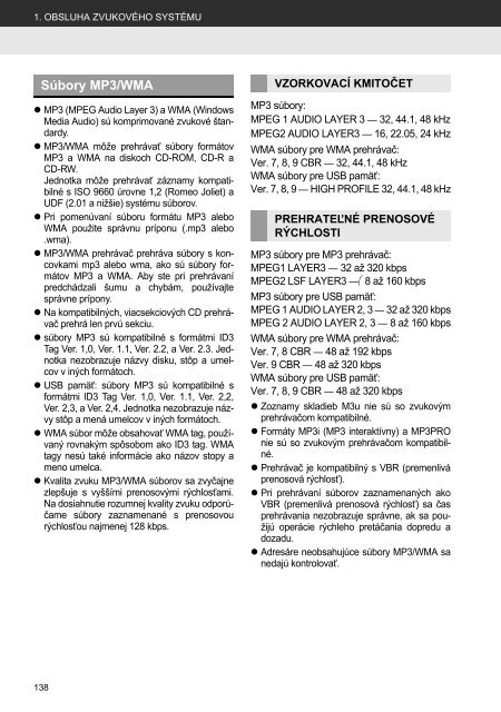 Toyota Toyota Touch &amp;amp; Go - PZ490-00331-*0 - Toyota Touch &amp; Go - Toyota Touch &amp; Go Plus - Slovak - mode d'emploi