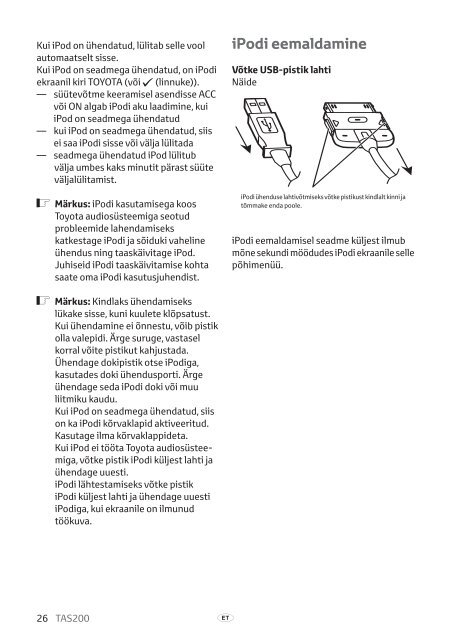 Toyota TAS200 - PZ420-00212-ET - TAS200 (Estonian) - mode d'emploi