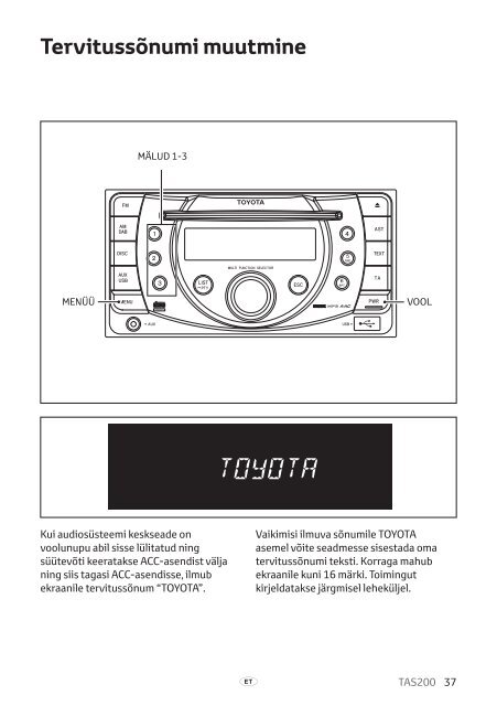 Toyota TAS200 - PZ420-00212-ET - TAS200 (Estonian) - mode d'emploi