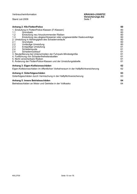 KRAVAG-LOGISTIC Kfz-Versicherung Verbraucherinformation ...