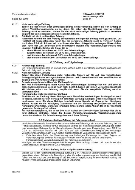 KRAVAG-LOGISTIC Kfz-Versicherung Verbraucherinformation ...