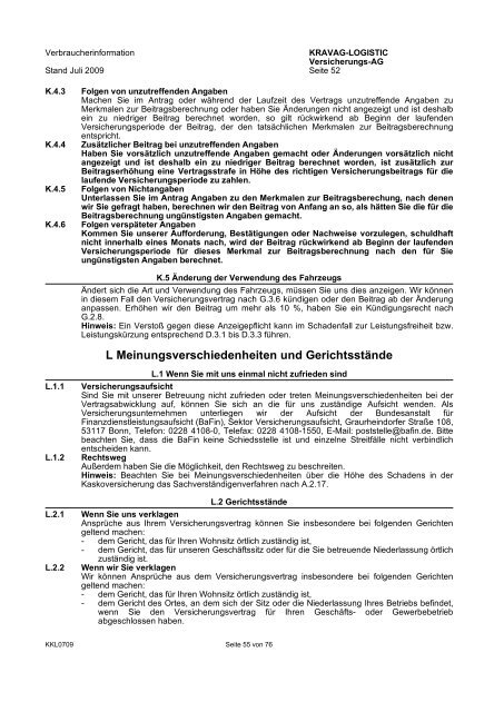 KRAVAG-LOGISTIC Kfz-Versicherung Verbraucherinformation ...