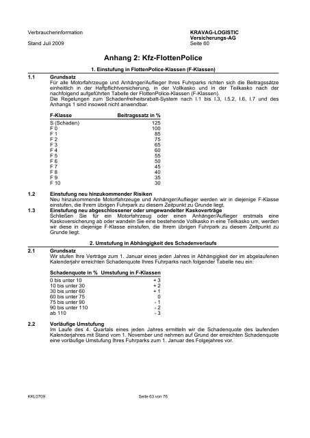 KRAVAG-LOGISTIC Kfz-Versicherung Verbraucherinformation ...