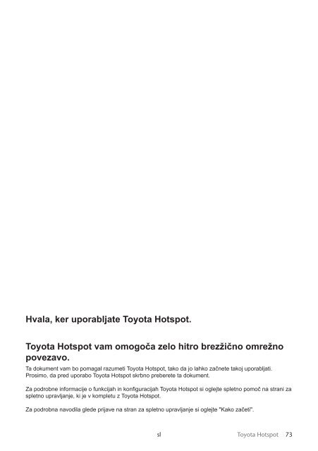 Toyota Toyota Hotspot - PZ19X-X0270-EE - Toyota Hotspot - mode d'emploi