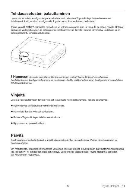 Toyota Toyota Hotspot - PZ49X-X0270-NE - Toyota Hotspot - mode d'emploi