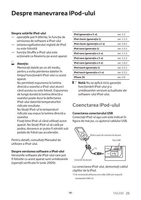 Toyota TAS200 - PZ420-00212-RO - TAS200 (Romanian) - mode d'emploi